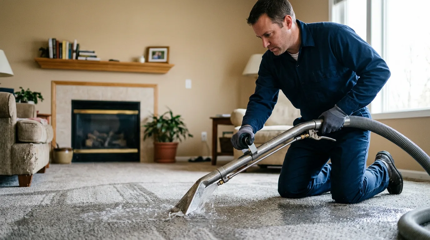 Water damage restoration technician working near Dutton, AL